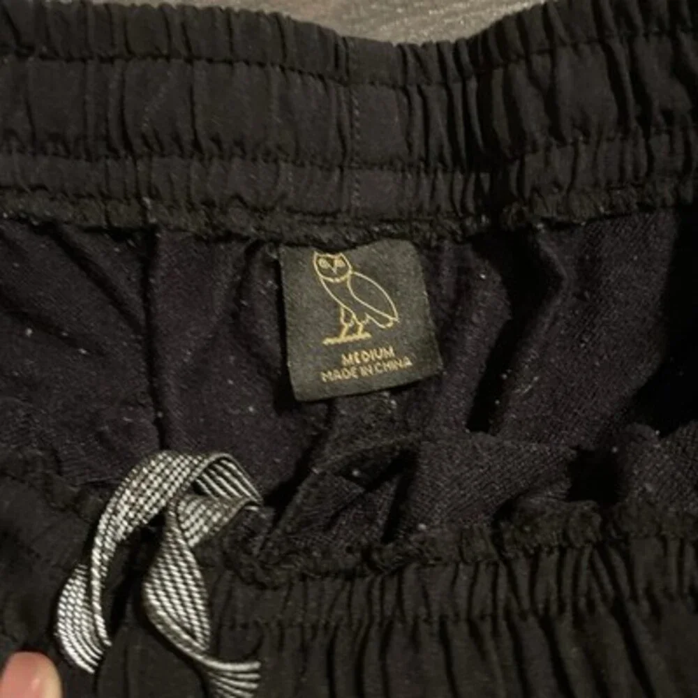 OVO October's Very Own Nylon Track Pants Size M Black Owl Logo Zipper Pockets - Picture 5 of 7